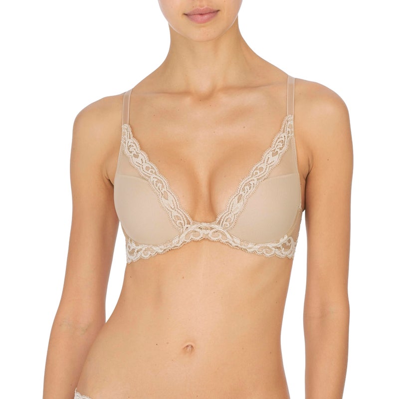 Natori Womens Feathers Contour Plunge Bra, Cafe, 34B - Image 1